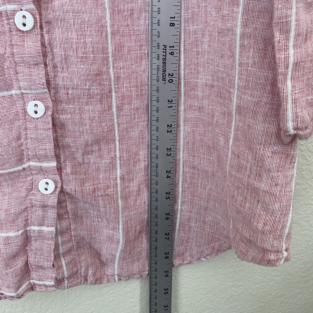 Habitat Shirt Top Size Small Linen Red White Button Front - Picture 6 of 8